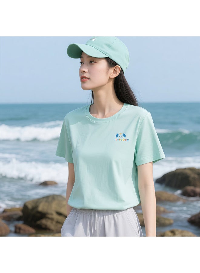 Your Sun Women'S Summer Basic Shirt Thin High-End Minimalist Pure Cotton T-Shirt Ladies Short Sleeve - Image 3