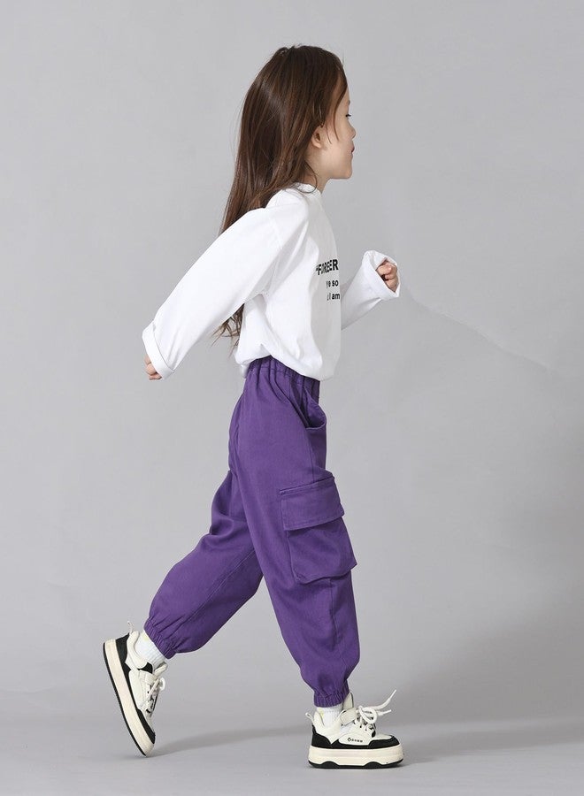 MINI PANDA Toddler Pants Girls&Boys，Stretch Twill Chino Toddler Pants Purple - Image 2