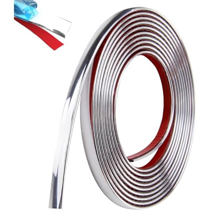 3 METERS WALL MOLDING TRIM 12MM SILVER EDGING SELF ADHESIVE MOULDING STRIP METAL-LIKE ELECTROPLATED BRIGHT SILVER TAPE FOR CEILING WALLS PANELING MIRROR-LIKE FINISH DESIGN PEEL AND STICK ON 9.8FT - Image 2