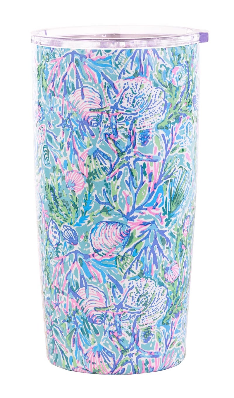 Lilly Pulitzer Lilly Pulitzer 20 Oz Insulated Tumbler with Lid, Stainless Steel Travel Cup, Double Wall Metal Tumbler, Soleil It On Me  - Image 1