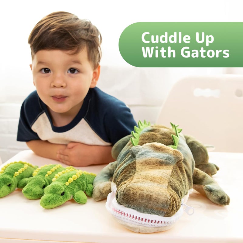 PREXTEX Stuffed Alligator Toy with 3 Baby Alligators  Alligator Plush Mommy with 3 Zippered Babies Ideal Stuffed Animal for Boy or Girl Playtime  35 Years - Image 3