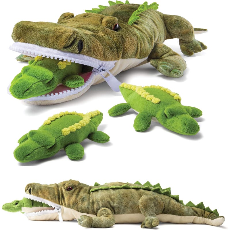 PREXTEX Stuffed Alligator Toy with 3 Baby Alligators  Alligator Plush Mommy with 3 Zippered Babies Ideal Stuffed Animal for Boy or Girl Playtime  35 Years - Image 2