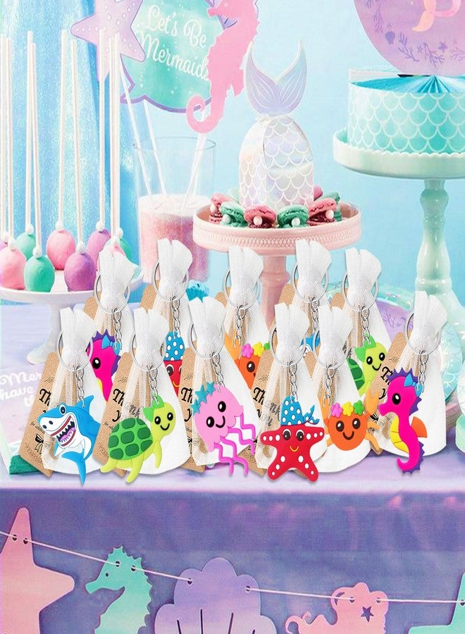 CiciBear 48 Pack Sea World Party Return Favors with SeaJelly, Seahorse, Sea Turtle, Starfish, Shark and Sea Crab Keychains for Underwater World Party,Kids Birthday,Baby Shower - Image 4