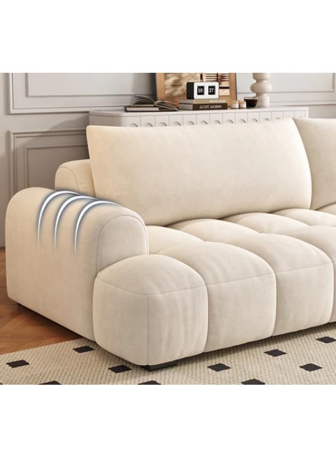 Generic Luxury Luxe Italian Minimalism Modern Design Home Furniture Fabric Lounge Couch Corner Velvet Sectional Sofas Set Furniture Living Room (BEIGE, 3 Seater + Footstool)  - Image 4