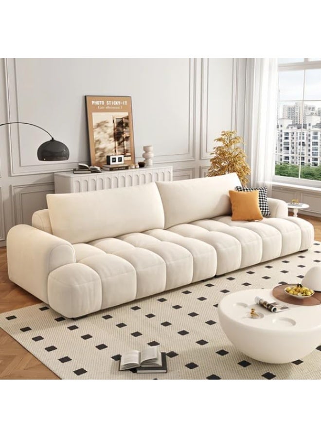 Generic Luxury Luxe Italian Minimalism Modern Design Home Furniture Fabric Lounge Couch Corner Velvet Sectional Sofas Set Furniture Living Room (BEIGE, 3 Seater + Footstool)  - Image 3