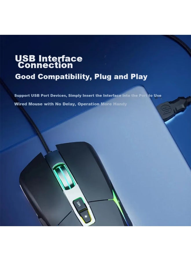 HP Hp G260 Wired Gaming Mouse Rgb Light Ergonomic Design For Office Laptop Desktop Usb Universal Chicken Eating Cs Eternal Interstitial Lol Moonlight White - Image 5