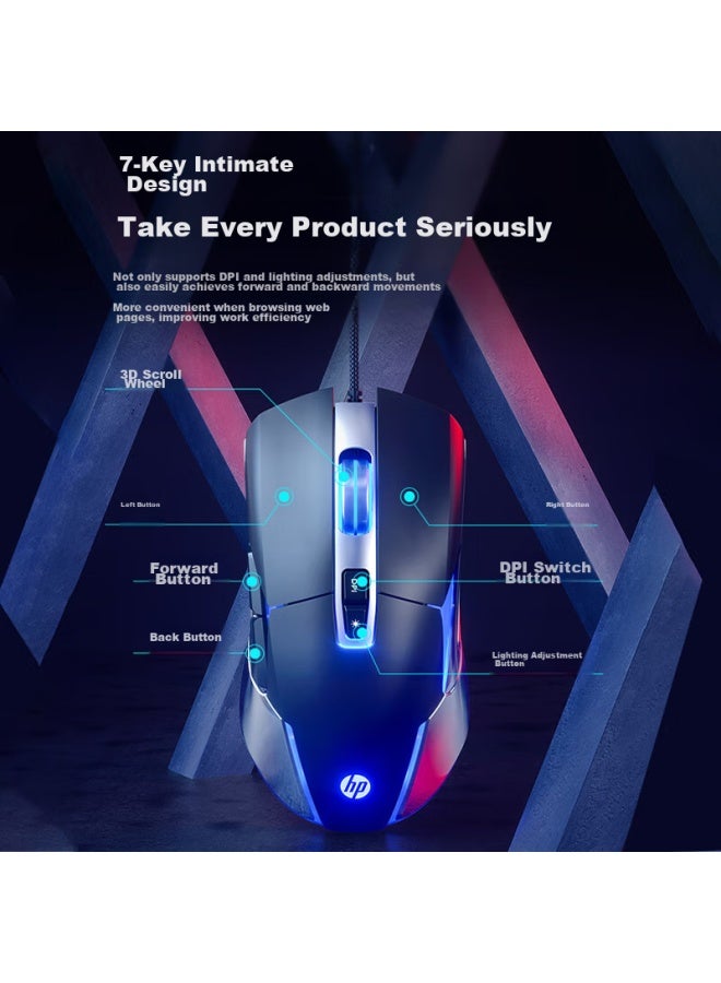 HP Hp G260 Wired Gaming Mouse Rgb Light Ergonomic Design For Office Laptop Desktop Usb Universal Chicken Eating Cs Eternal Interstitial Lol Moonlight White - Image 3
