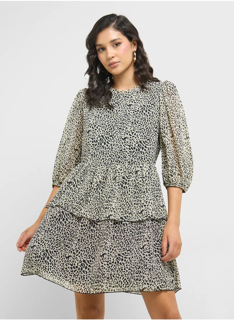 ترينديول Balloon Sleeve Printed Dress