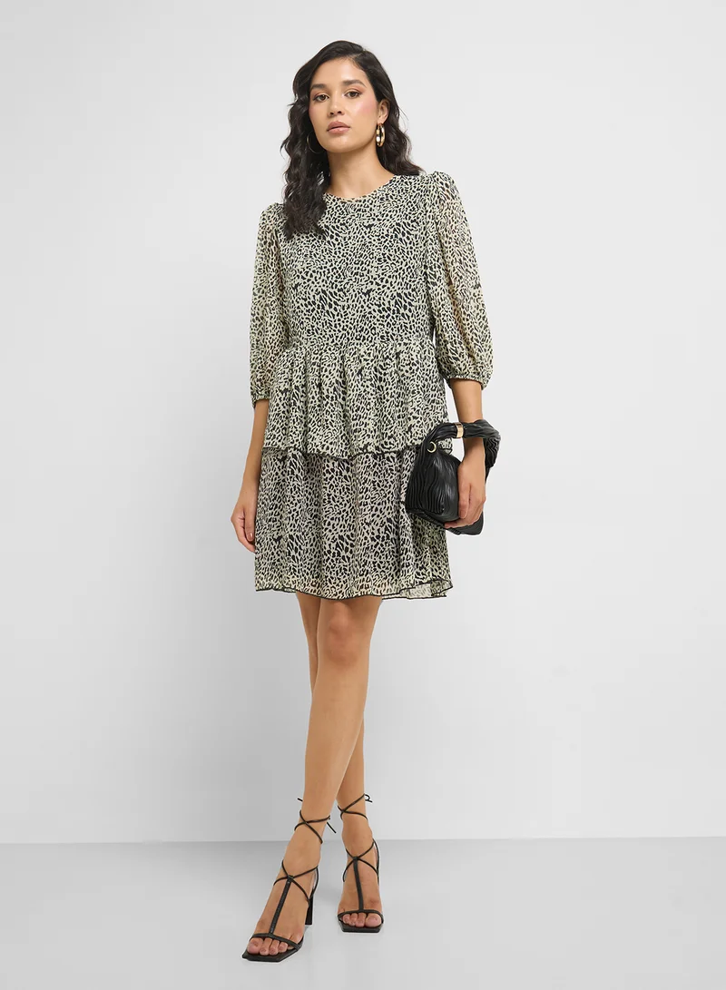 trendyol Balloon Sleeve Printed Dress