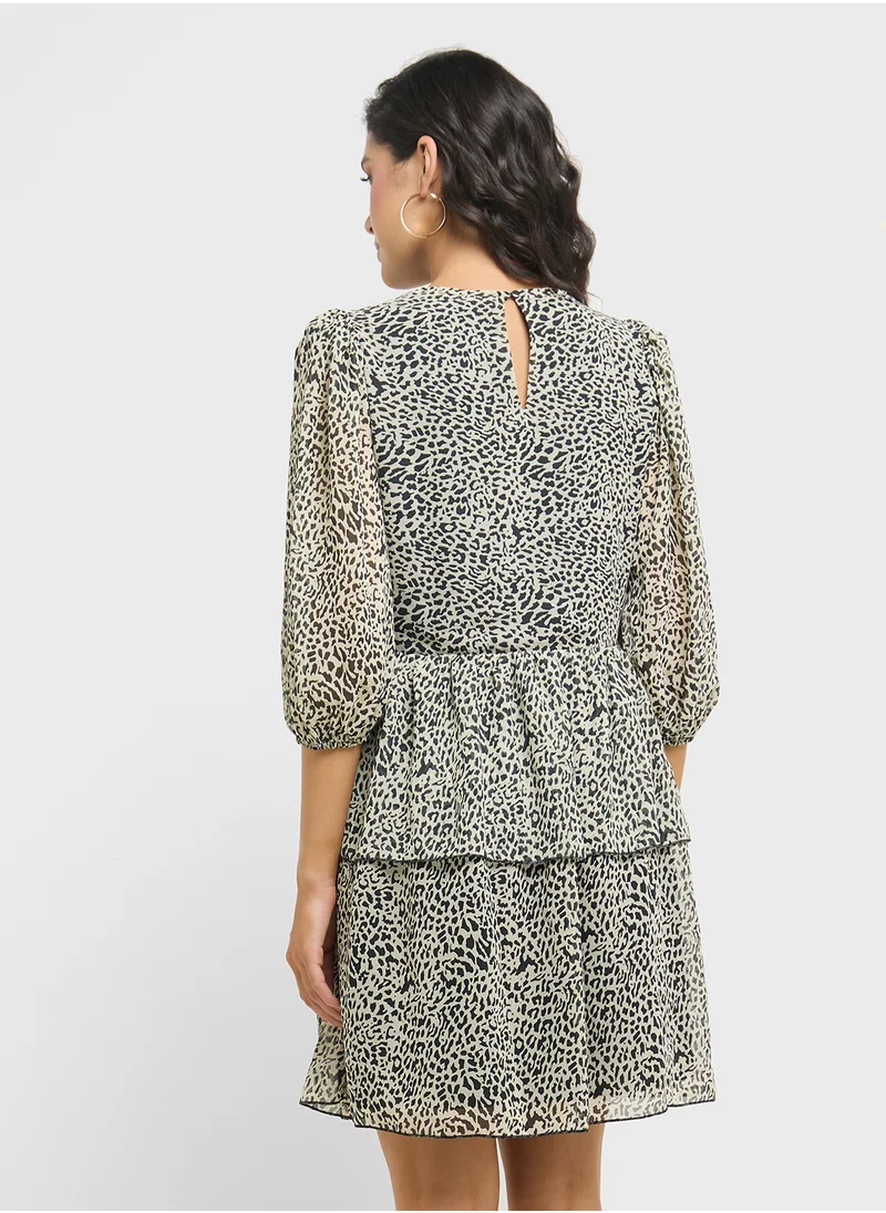 ترينديول Balloon Sleeve Printed Dress