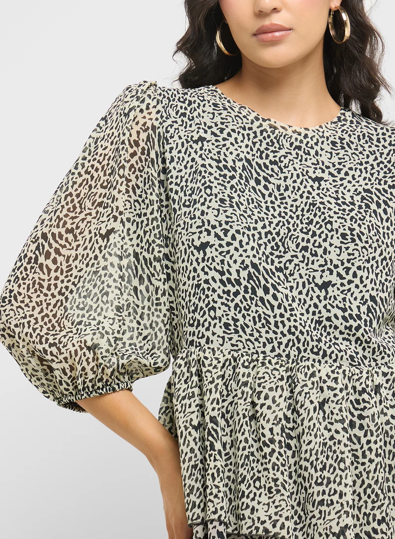 trendyol Balloon Sleeve Printed Dress
