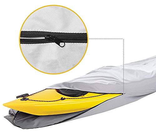 iCover i COVER 13ft Kayak Cover- Water Proof 600D Heavy Duty Kayaks/Canoe Covers Fits Canoes or Paddleboards up to 13ft Long and Beam Width up to 30in, Grey - Image 2