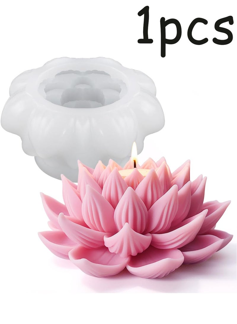 3D Lotus Candle Mold, Flower Silicone Mould for Scented Candle Soap Making, DIY Resin Epoxy Cement Gypsum Aromatherapy Home Decor - Image 1
