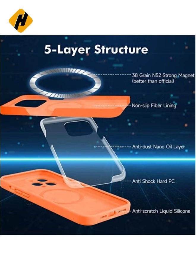 HuHa iPhone 14 Pro Max, [Compatible with MagSafe] [Soft Microfiber Lining] Shockproof Slim Silicone Phone Case for iPhone 14 Pro Max,6.7 inch,Orange - Image 3