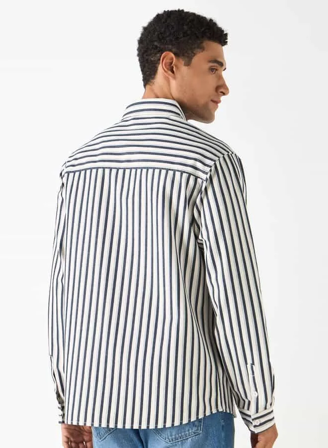 Lee Cooper Lee Cooper Striped Shirt with Long Sleeves and Pocket