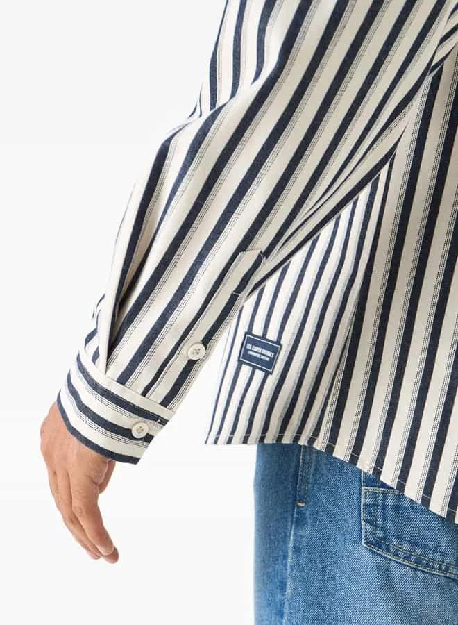 Lee Cooper Lee Cooper Striped Shirt with Long Sleeves and Pocket