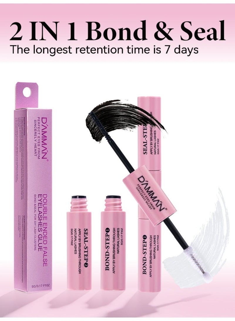 D'AMMA'N Lash Bond and Seal Cluster Lash Glue False Lash Adhesive Upgraded 2 in 1 DIY Eyelash Extension Adhesive Glue Super Strong Hold 72 Hours Waterproof Cluster Eyelash Glue - Image 1