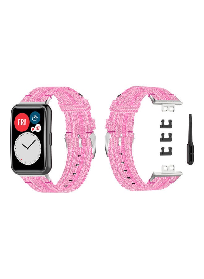 Perfii Buckle Nylon Replacement Band For Huawei Watch Pink - Image 1
