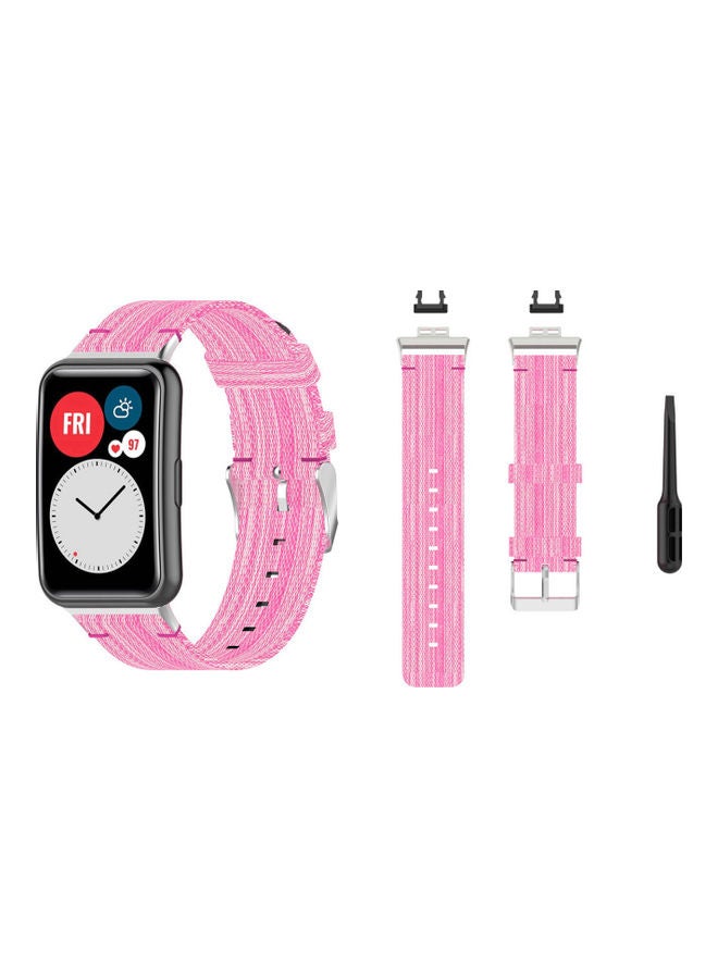 Perfii Buckle Nylon Replacement Band For Huawei Watch Pink - Image 2