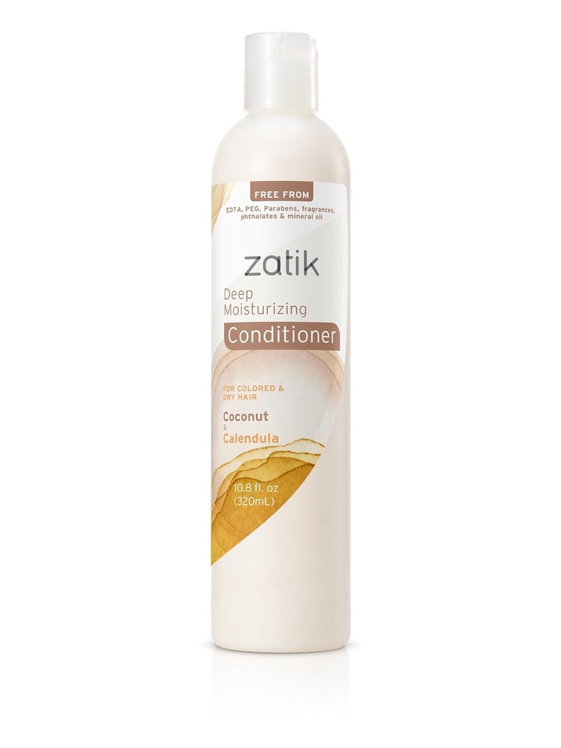 Zatik Naturals  Deep Moisturizing Conditioner  Coconut  Calendula for Colored Dry damaged Hair Biodegradable pH Balanced Vegan FREE FROM EDTA PEG Parabens fragrances 108 fl oz 320ml