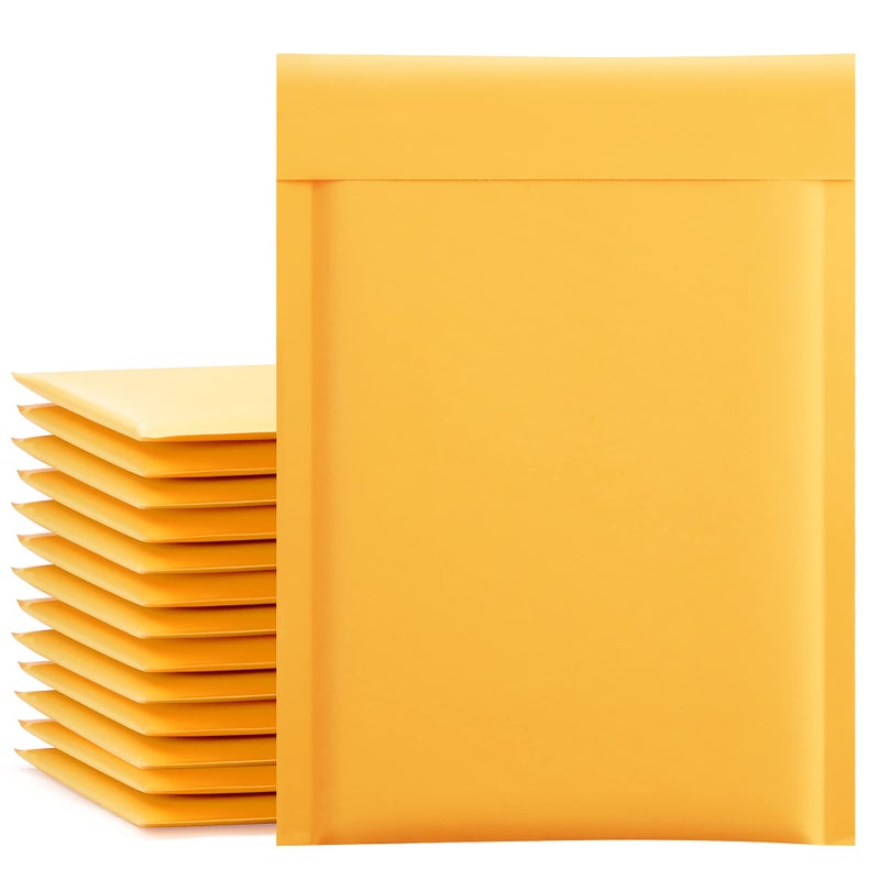 UCGOU Kraft Bubble Mailers 6x10 Inch 50 Pack Usable Size 6x9 Inch Yellow Padded Envelopes #0 Small Business Mailing Packages Self Sealing Tear Resistant Boutique Shipping Bags for Jewelry Supplies - Image 1