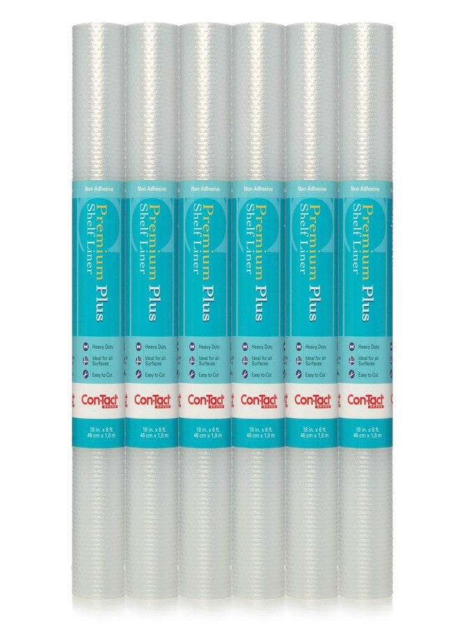 Con-Tact Brand Premium Plus Non-Adhesive Shelf Heavy Duty and Multi-Functional Drawer Liner, Protect and Organize Your Shelves and Drawers, 18" x 6', Nova Crystal Clear, Pack of 6 Rolls - Image 1