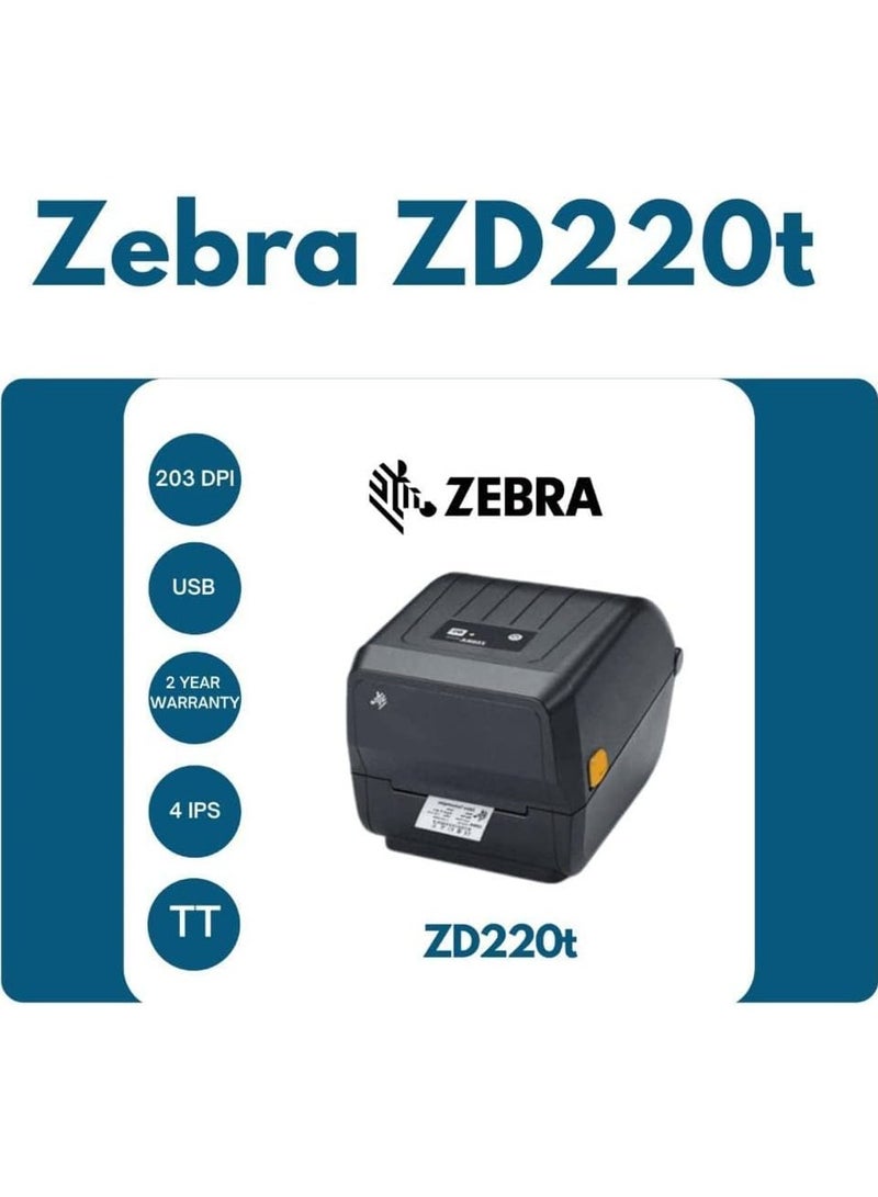 ZEBRA [ZD-220T] Direct Thermal & Thermal Transfer Barcode Printer | Resolution 203DPI | Max Print Width 4 inch | USB | Office Label | Shipping Labels - Image 4