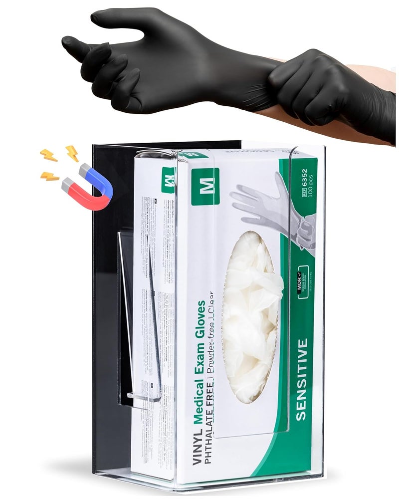 SimplyImagine Magnetic Glove Box Holder - 10" x 5.4" x 4.3" Clear Acrylic Single Magnetic - Wall & Refrigerator Mount - Medical Glove Dispenser & Tissue Box Holder - Side-Loading Design - Image 1