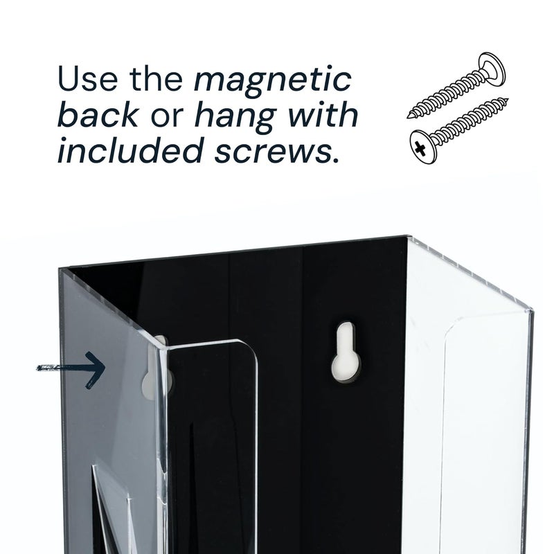 SimplyImagine Magnetic Glove Box Holder - 10" x 5.4" x 4.3" Clear Acrylic Single Magnetic - Wall & Refrigerator Mount - Medical Glove Dispenser & Tissue Box Holder - Side-Loading Design - Image 4