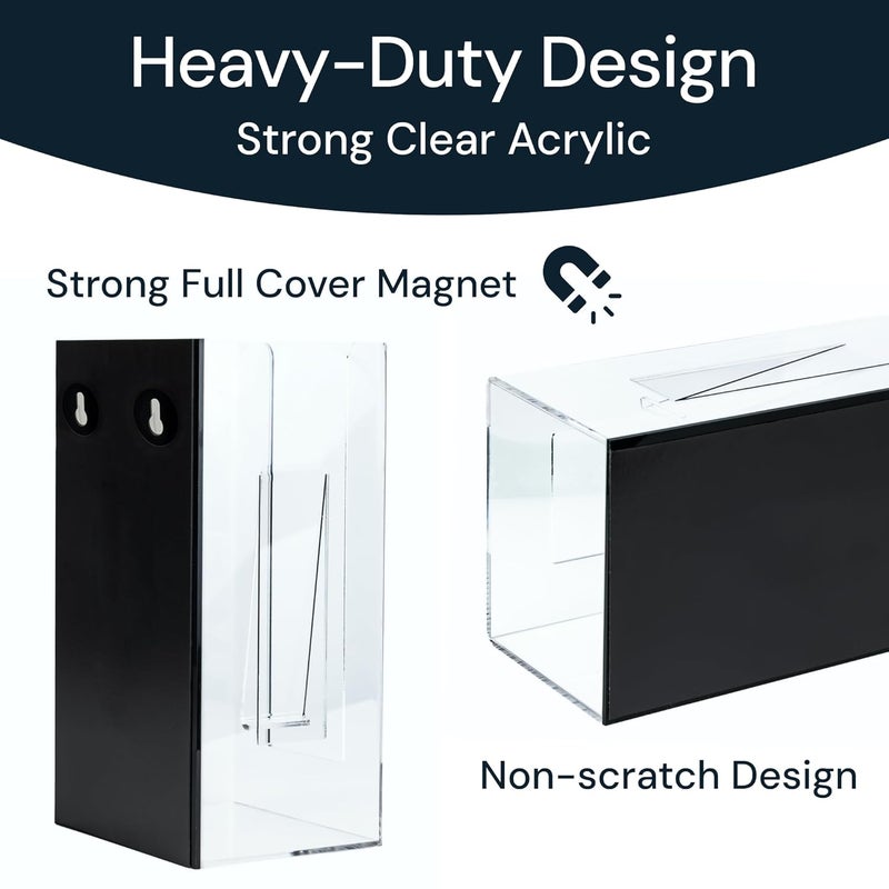 SimplyImagine Magnetic Glove Box Holder - 10" x 5.4" x 4.3" Clear Acrylic Single Magnetic - Wall & Refrigerator Mount - Medical Glove Dispenser & Tissue Box Holder - Side-Loading Design - Image 5