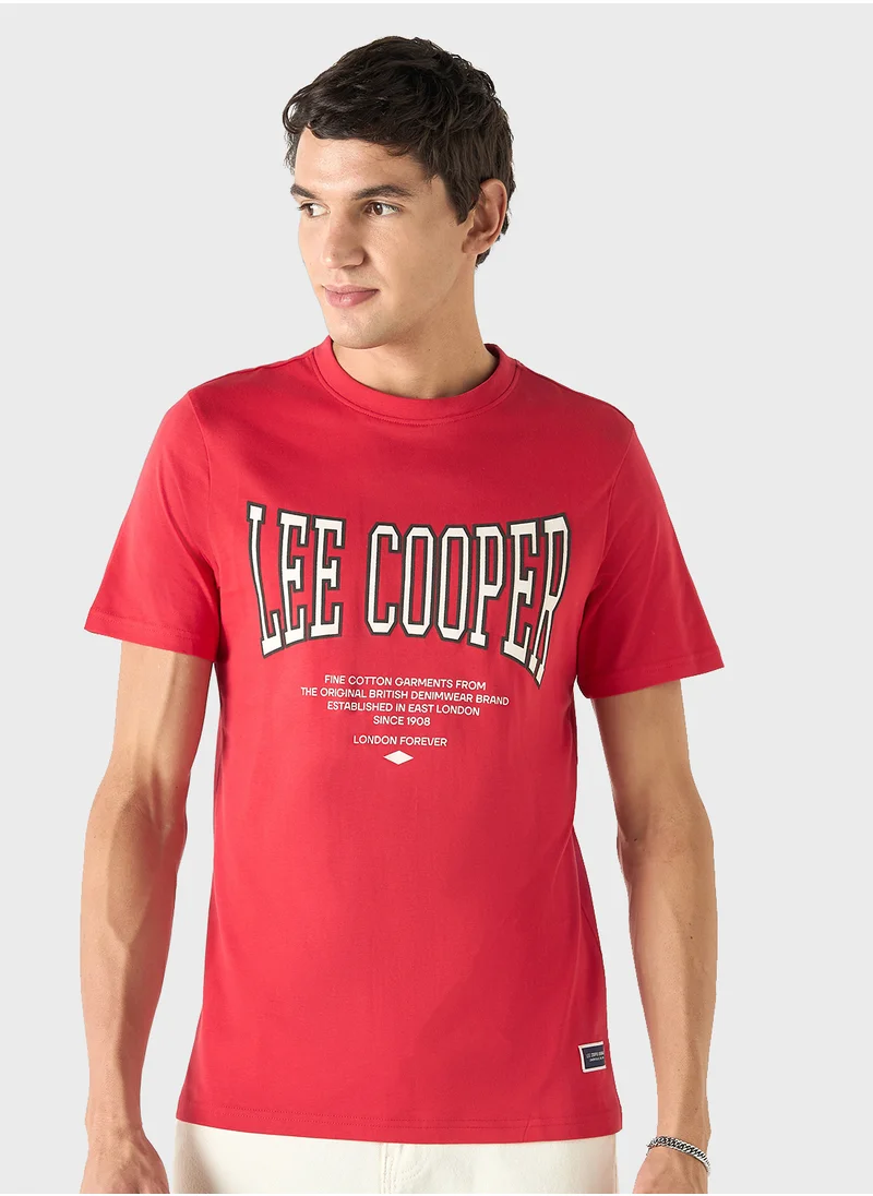 لي كوبر Lee Cooper Logo Print T-shirt with Short Sleeves