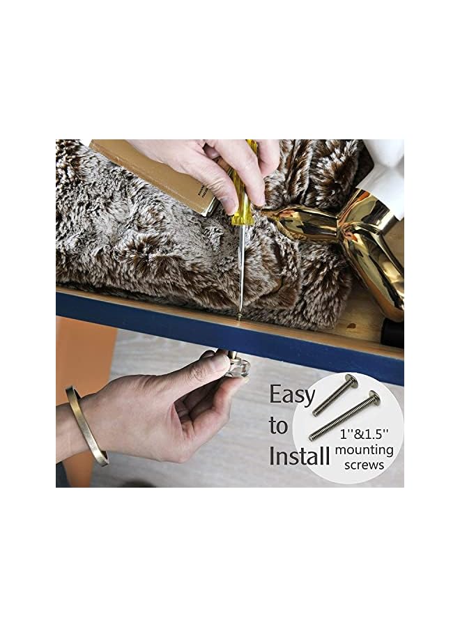 promass Glass Crystal Knobs, Cabinet Knobs and Pulls, Oval Crystal Knobs for Dresser Drawers, Brass Drawer Pull Cabinet Handle Gold Furniture Hardware for Dresser Kitchen 6 Pack (Square) - Image 4