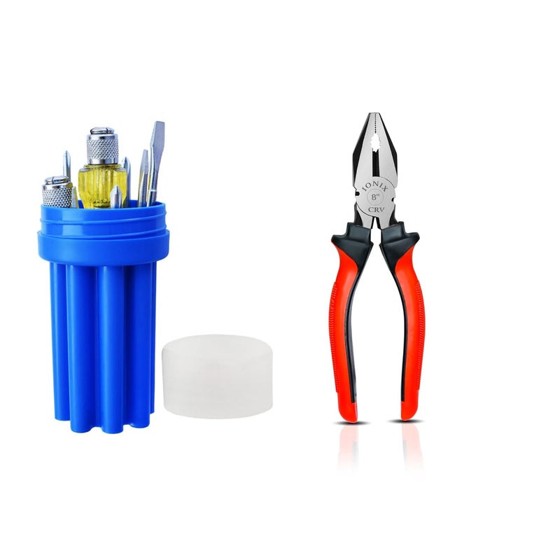 IONIX Hand Tool Set, Tool Set for Home use, Tool kit for Home use, Essential Tool kit for Home, Tool Set for Home use (Screwdriver and Plier Set) - Image 1