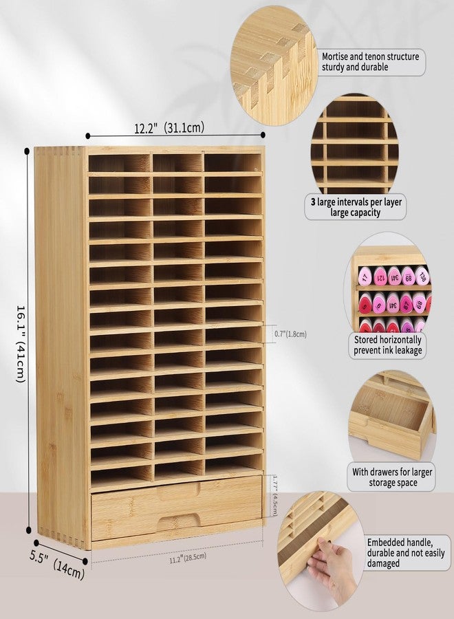 AUTOARK Bamboo Marker Organizer for 225 Markers,Desktop Storage Hold with drawers,Art Markers Pens Pencils Art Brushes Stationary Organizer Marker Pen Holder,AHK-063 - Image 2