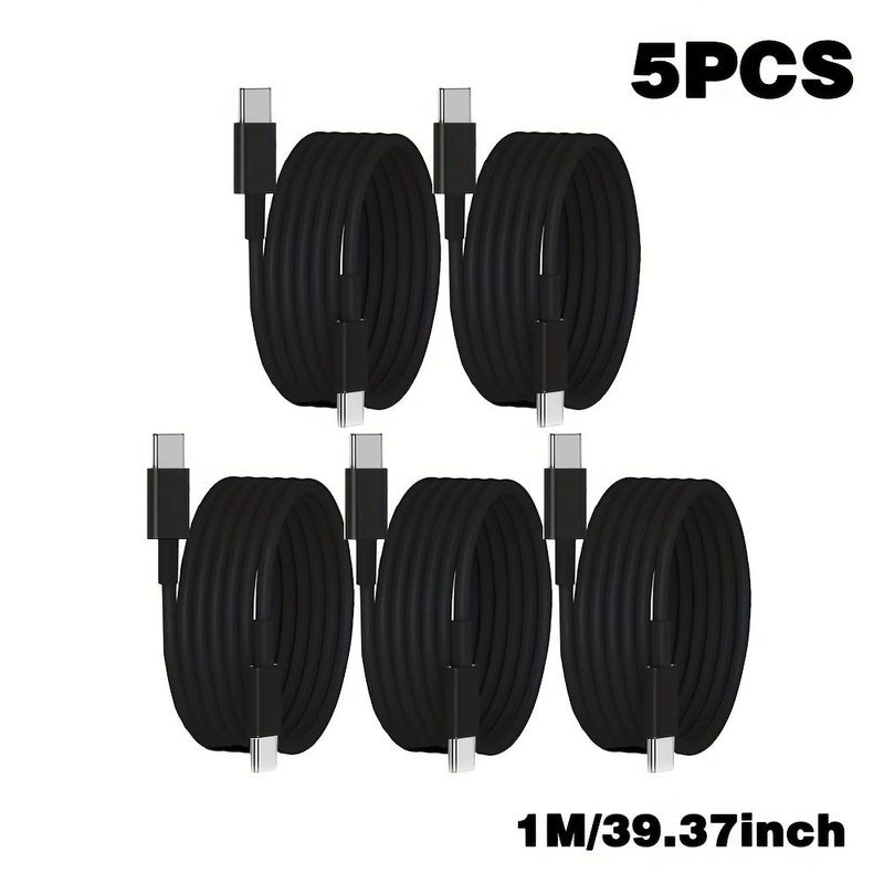 5 Black USB C to USB C Fast Charging Cables 1 Meter 5 Pack - Image 2