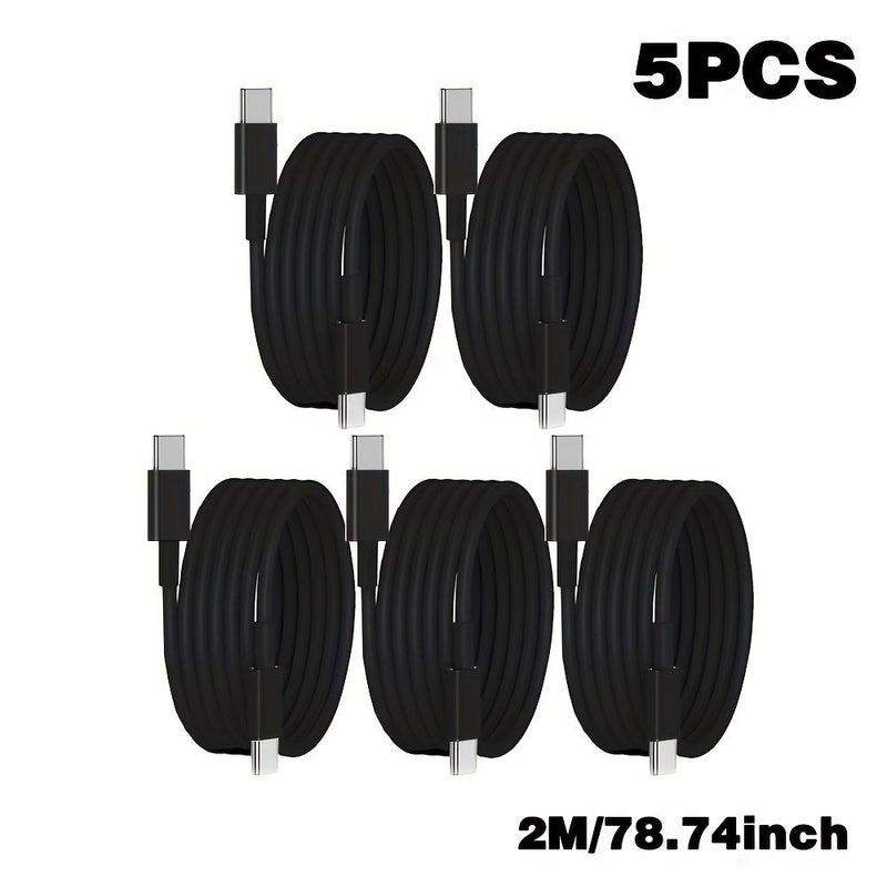 5 Black USB C to USB C Fast Charging Cables 1 Meter 5 Pack - Image 4