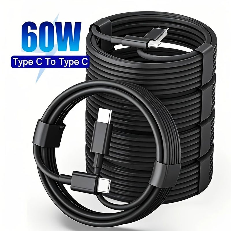 5 Black USB C to USB C Fast Charging Cables 1 Meter 5 Pack - Image 1