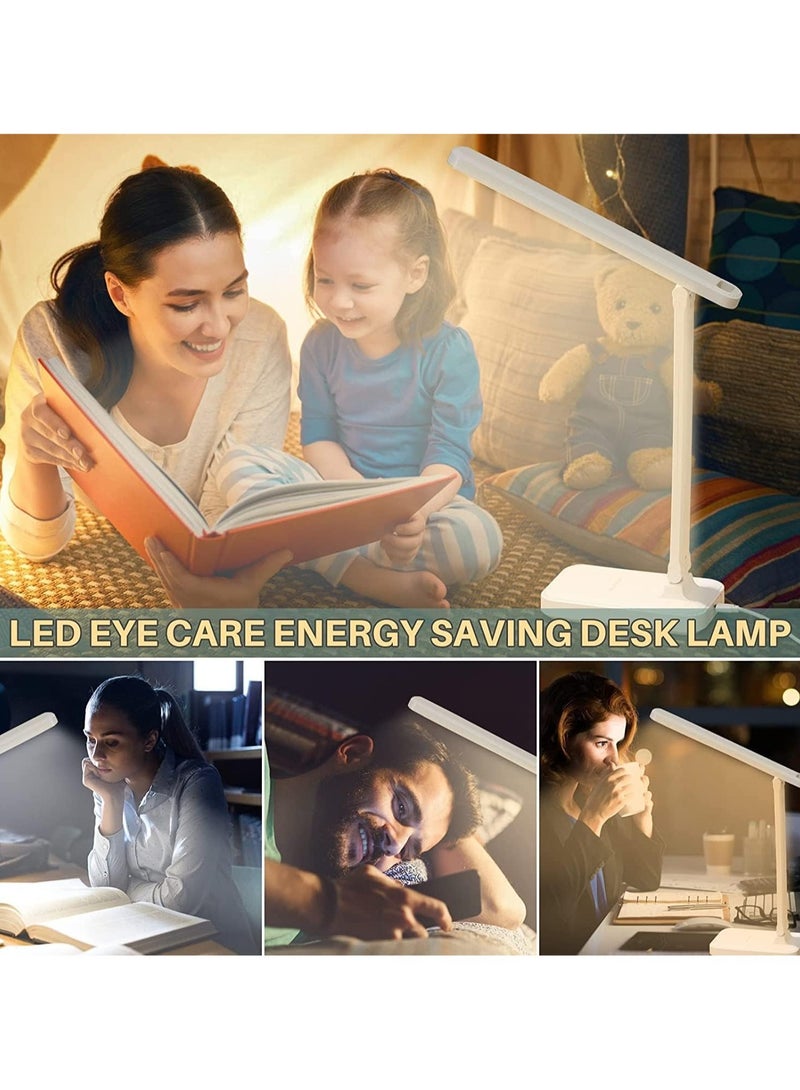 Portable LED Desk Lamp with USB Charging Port Foldable Eye Care with 3 Dimming Modes Multi-Functional Touch Control for Home Office White - Image 4