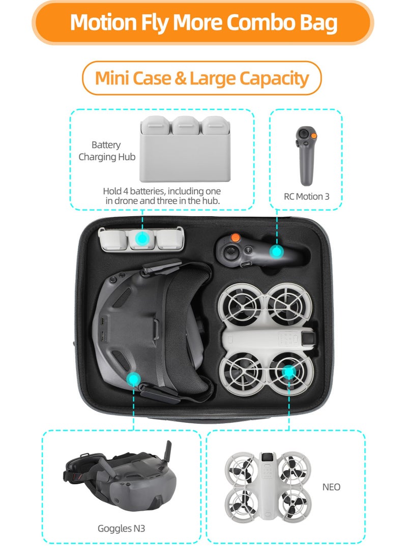 SYOSI Neo Goggles N3 Carrying Case, Portable Storage Shoulder Bag For DJI Neo Drone Accessories, Fits For DJI Goggles N3, RC Motion 3 Controller, Portable PU Leather Storage Neo Shoulder Bag  - Image 3