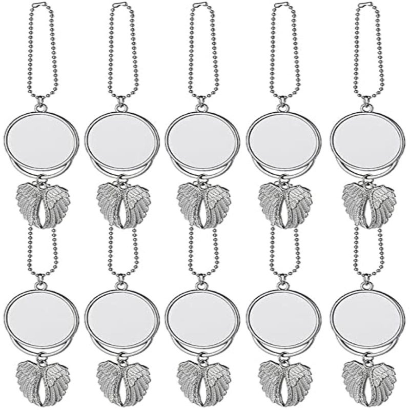 10 Pcs Heat Sublimation Car Keychain Ornament Decorations, Angel Wing Shape Blank Hot Transfer Printing Pendant Jewelry Making（Silver） - Image 1