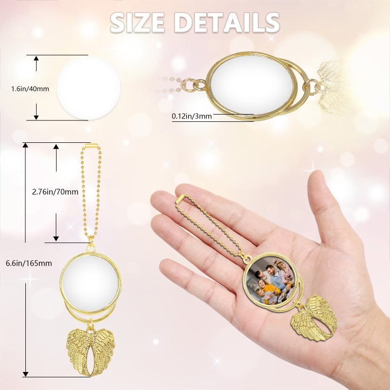 10 Pcs Heat Sublimation Car Keychain Ornament Decorations, Angel Wing Shape Blank Hot Transfer Printing Pendant Jewelry Making（Silver） - Image 3
