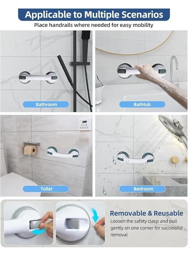 12 Inch Suction Grab Bar for Bathroom Safety, Heavy-Duty Shower and Bathtub Support Handle, Waterproof Tool-Free Installation Stability Rail for Daily Use - Image 2