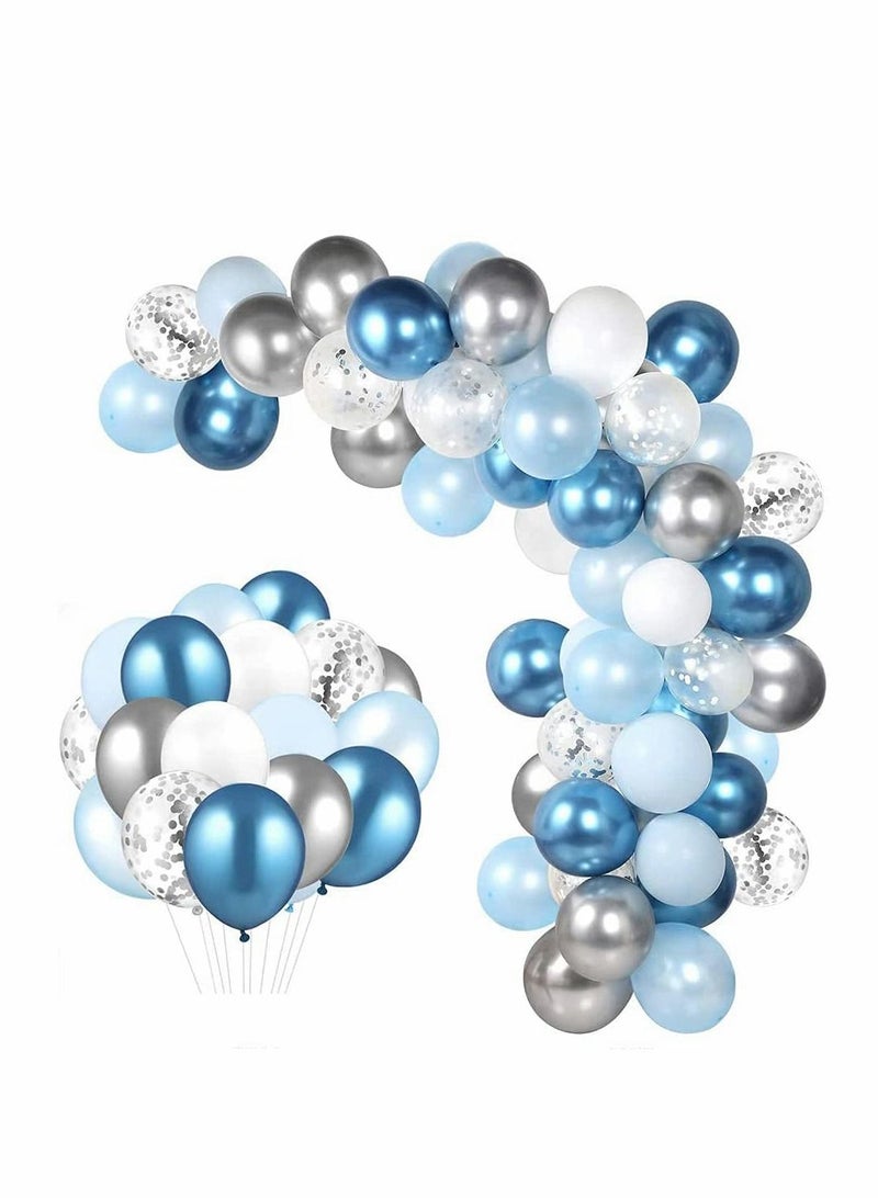 KASTWAVE Blue Ocean Balloons Arch Kit, 104 Pcs Metallic Balloon, for Wedding Baby Shower Birthday, Wedding Anniversary Party Decorations, Blue Silver White Arch, Ocean theme Birthday Party Decor - Image 1