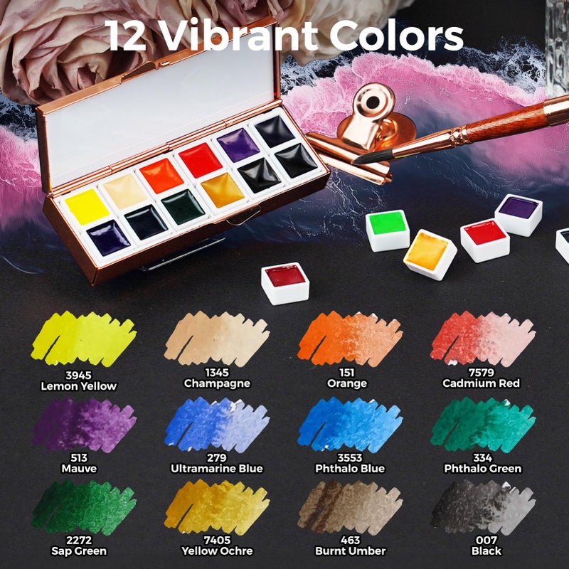 Funto Travel Watercolor Set, Fashion 12-Color Outdoor Paint Kit, with Crossbody Bag, Art Craft, Paint Supplies, Stocking Stuffers for Teen Girls, Portable Gift for Art - Image 4