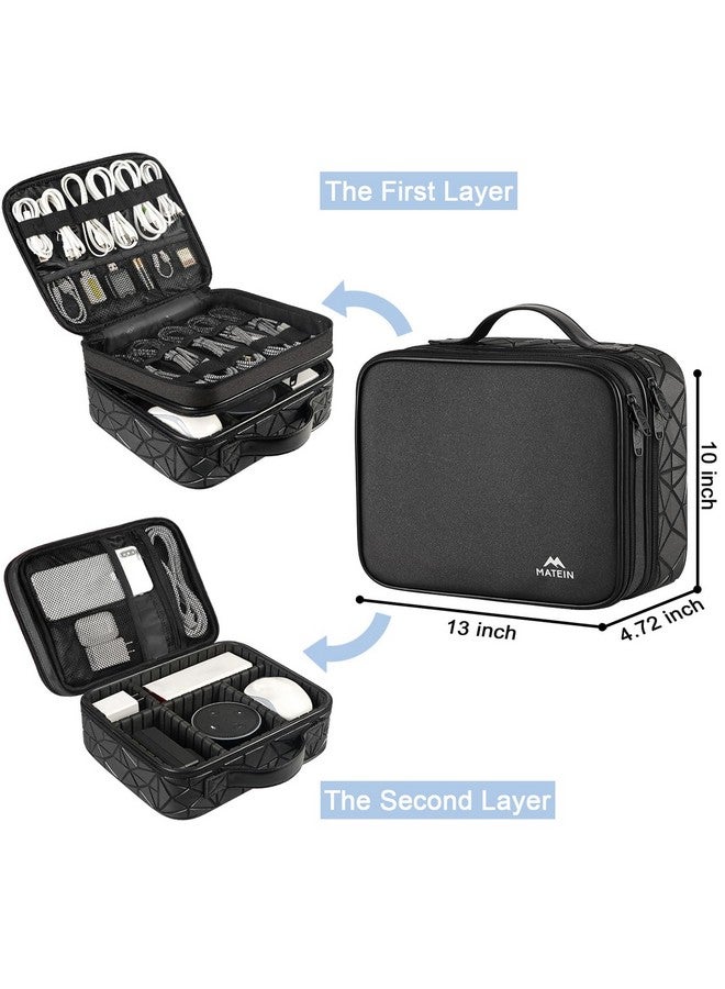MATEIN Cord Organizer Case with Adjustable Divider, DJ Cable File Bag for DJ Gear, Sound Instrument and Music Equipment Accessories, Shockproof Portable Double Layer Cord Bags, Black - Image 1