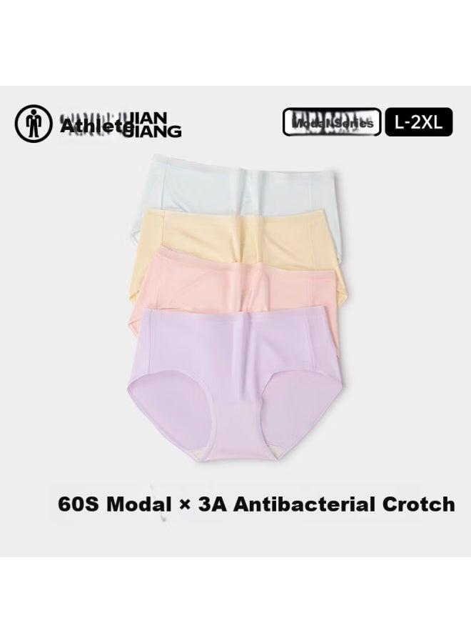 Jianjiang Women's Underwear, Modal Fabric, 3a Antibacterial Mid-rise Triangle Panties With Silk Gusset, Breathable, 4-pack