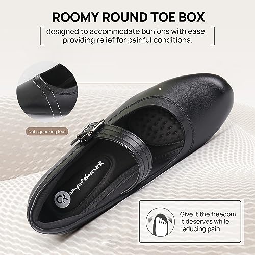 Ortho+rest Women Mary Janes Shoes for Bunions Orthopedic Dress Shoes Low Chunky Heels Work Pumps (9,Black) - Image 3