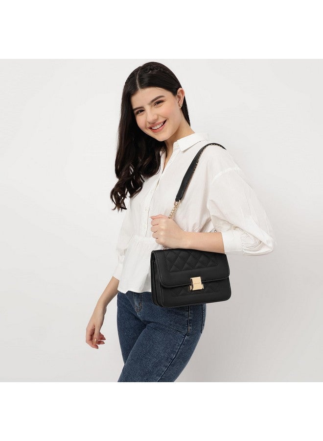 Fastrack Structured Quilted Sling Bag for Women, Girls and Ladies | with Push-Lock Closure and Chain Strap | Ladies Purse Handbag | Slings for Casual Carry - Image 2