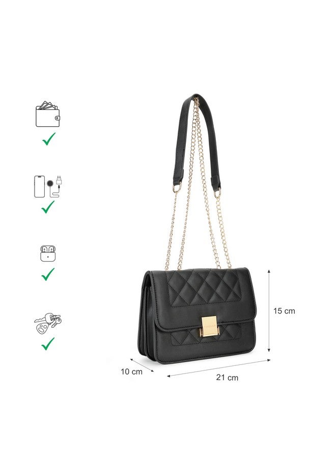 Fastrack Structured Quilted Sling Bag for Women, Girls and Ladies | with Push-Lock Closure and Chain Strap | Ladies Purse Handbag | Slings for Casual Carry - Image 4