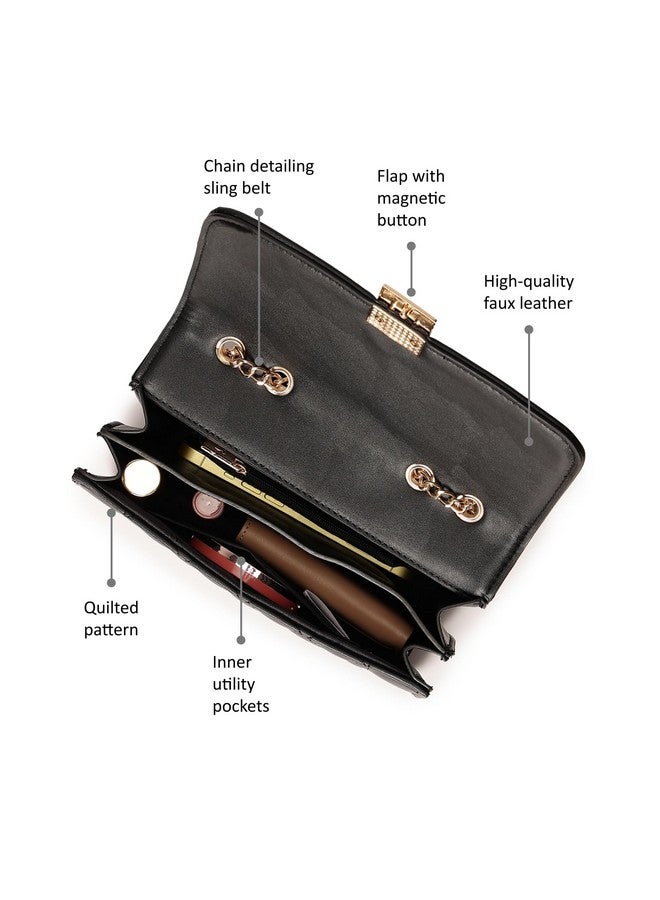 Fastrack Structured Quilted Sling Bag for Women, Girls and Ladies | with Push-Lock Closure and Chain Strap | Ladies Purse Handbag | Slings for Casual Carry - Image 3